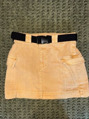 PacSun Tan Cargo Mini Skirt with Black Belt Detail